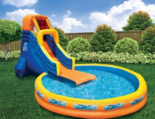 water slide with pool